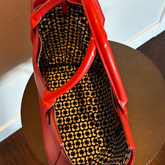 Vera Bradley Red Leather Tote Satchel Bag with Strap - Picture 3 of 3